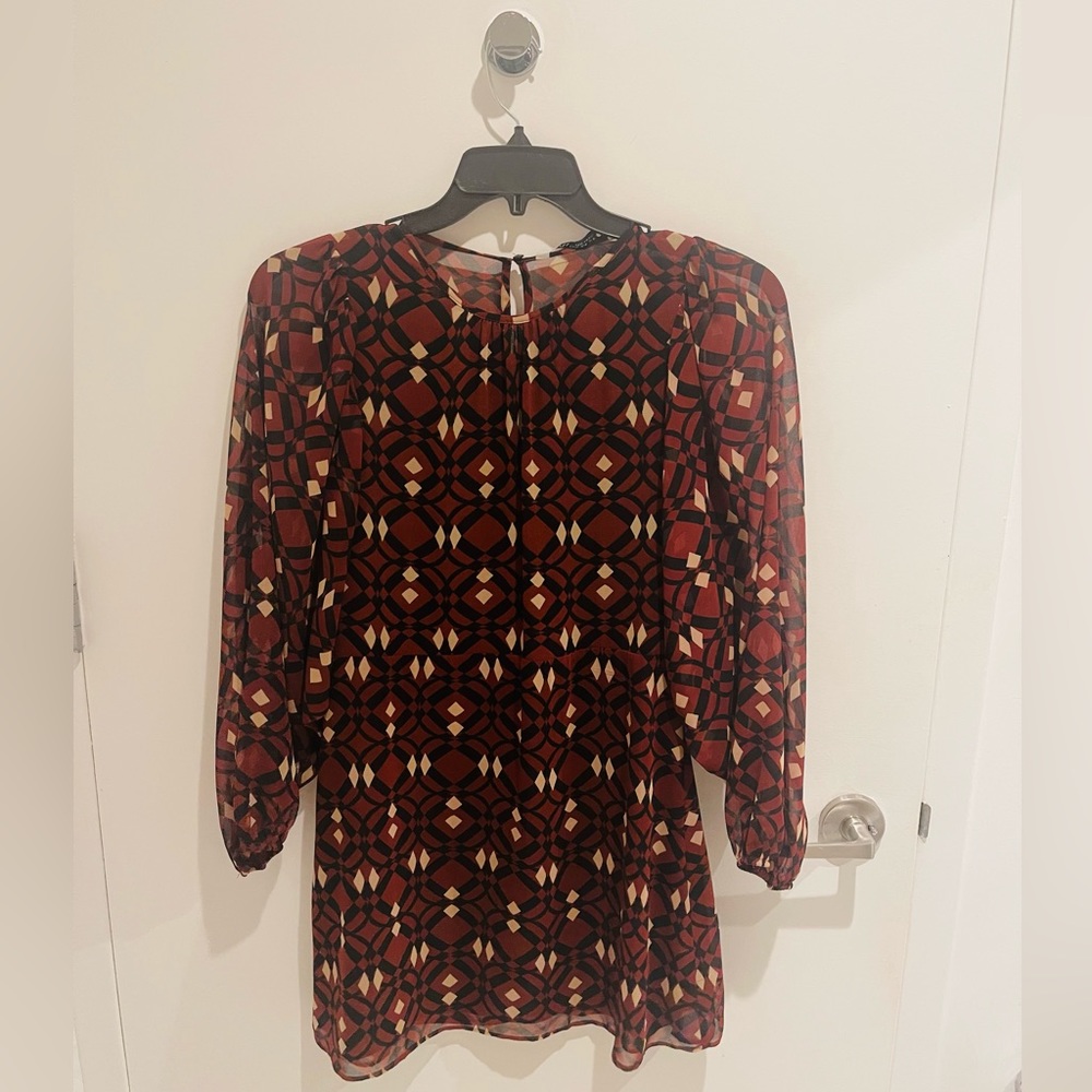 Zara - print red dress long sleeve